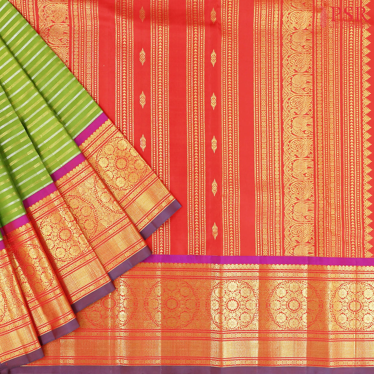 Avocado Green Kanchipuram Silk Saree