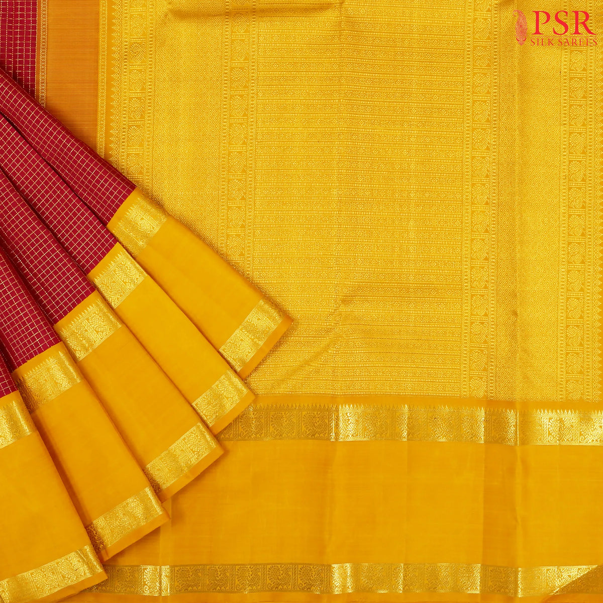 Carmine Red Kanchipuram Silk Saree