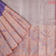 Iris Blue Kanchipuram Jacquard Silk Saree