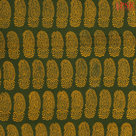 Bottle Green Cotton Print Running Material