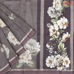 Dark Mauve Printed Tissue Saree