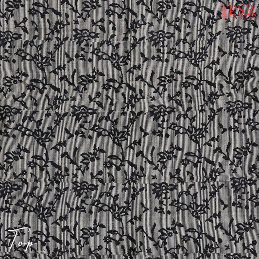 Beige & Dark Grey Kadhi Tussar Silk Dress Material