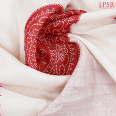 Floral White Linen Saree