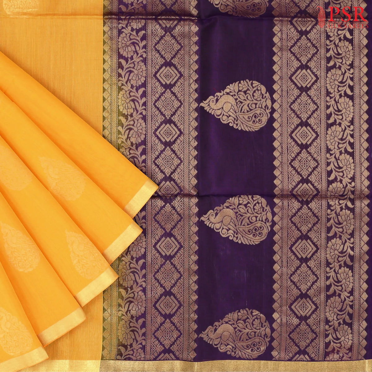 Amber Yellow Silk Cotton Saree