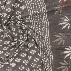 Dark Taupe Grey Hacoba Embroidery Running Material
