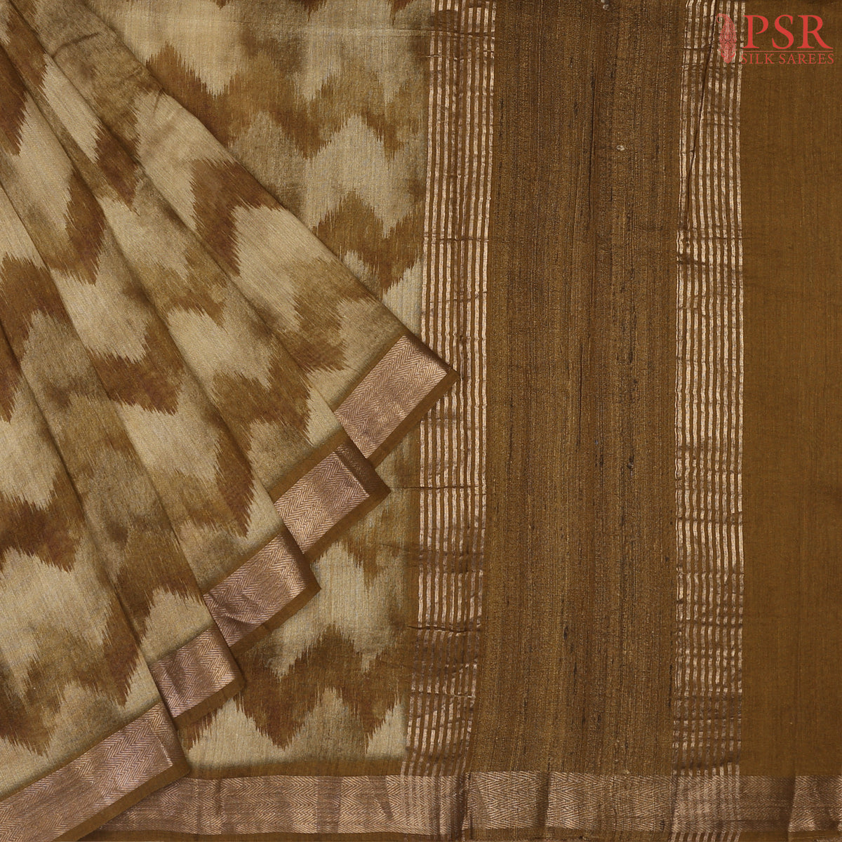 Brown & Tan Kadhi Tussar Silk Saree