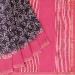 Dark Purple Mauve Chanderi Silk Cotton Saree