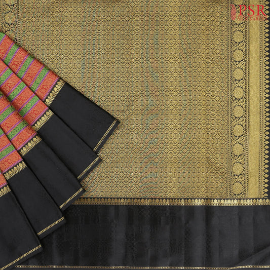 Green & Red Kanchipuram Jacquard Silk Saree