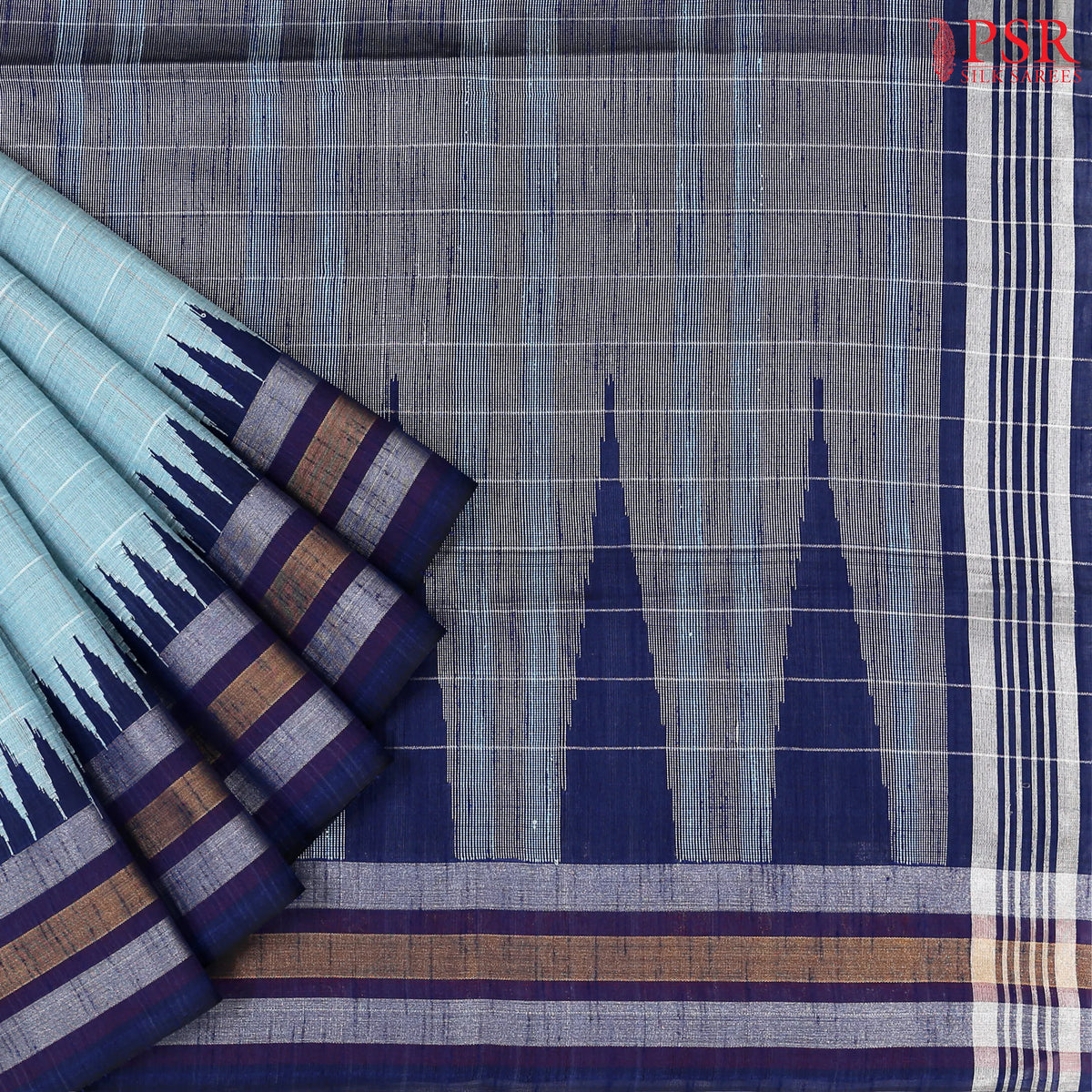 Blizzard Blue Semi Tussar Saree