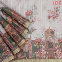 Pink Beige Linen Saree