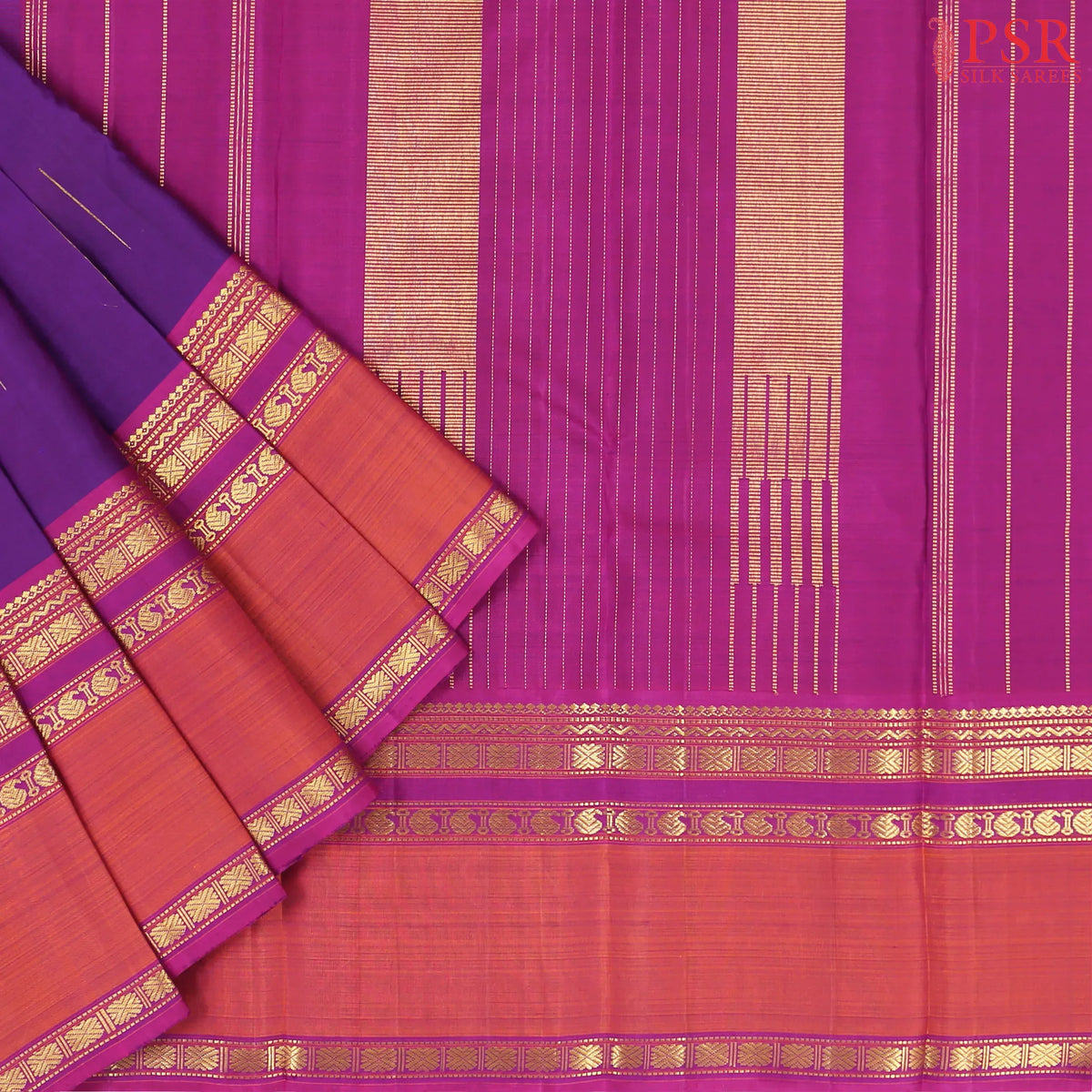Dark Magenta Purple Kanchipuram Silk Saree