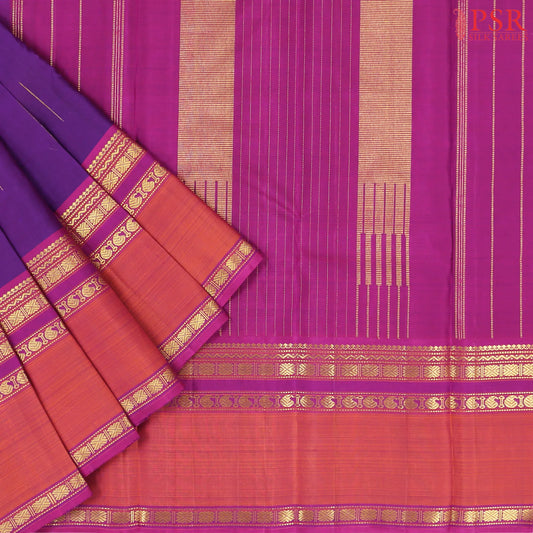 Dark Magenta Purple Kanchipuram Silk Saree