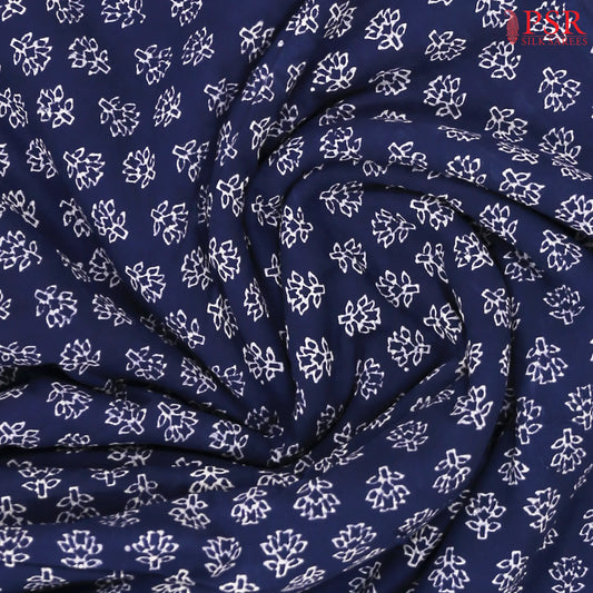 Navy Blue Cotton Print Running Material