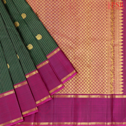 Dark Green Kanchipuram Silk Saree