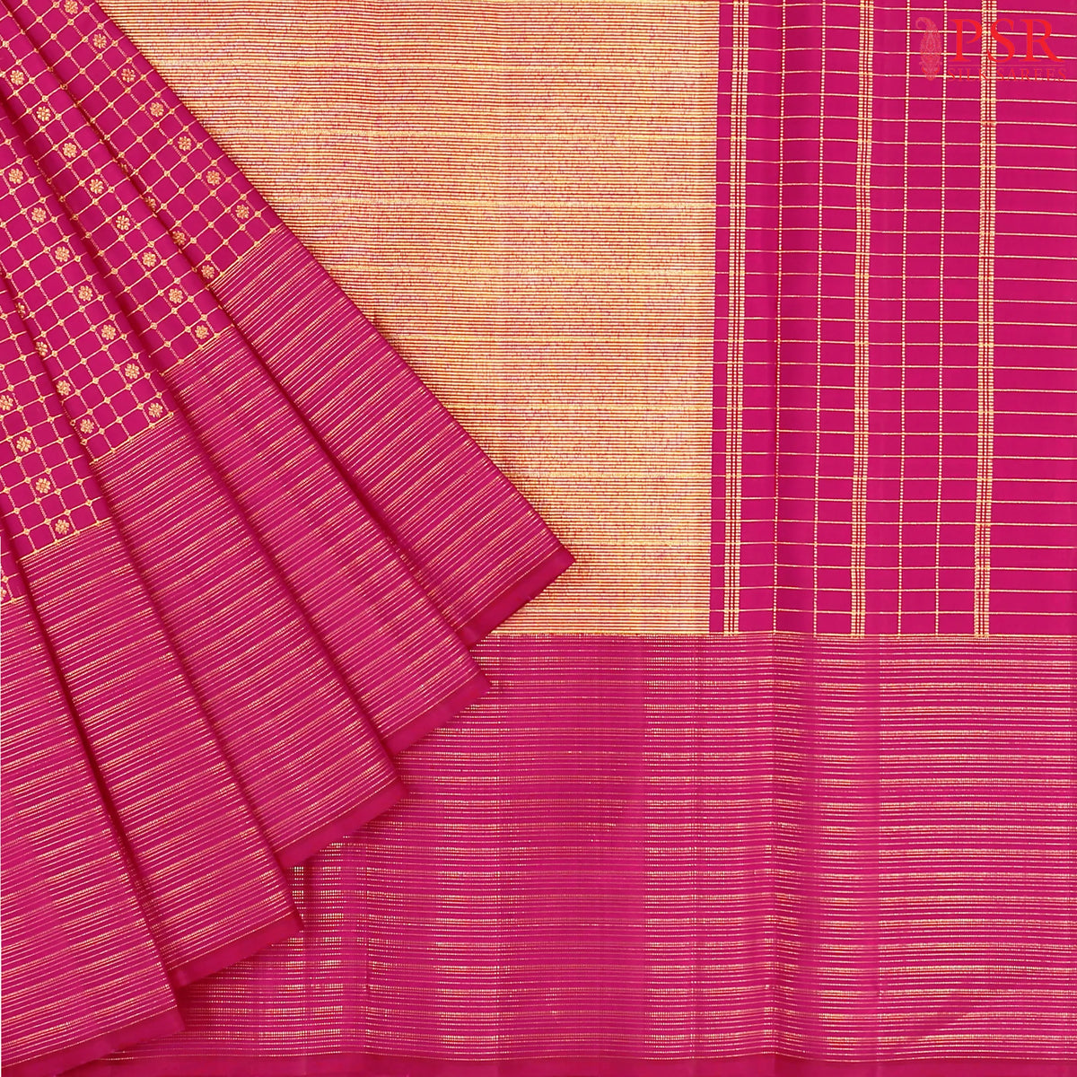 Cerise Pink Kanchipuram Silk Saree