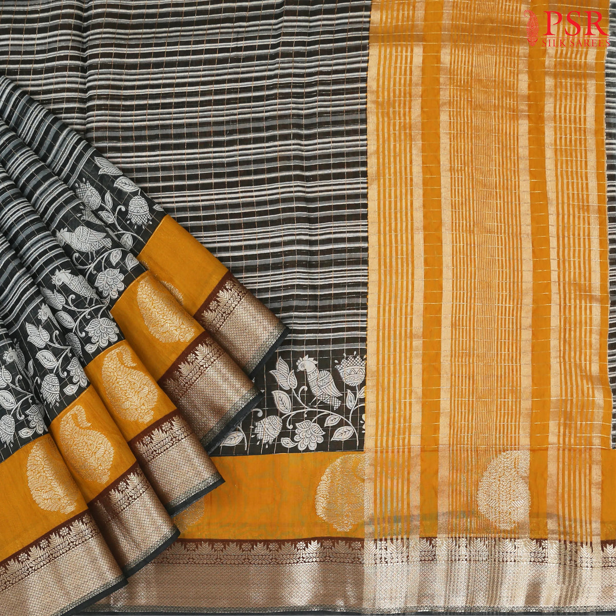 Black Assam Saree