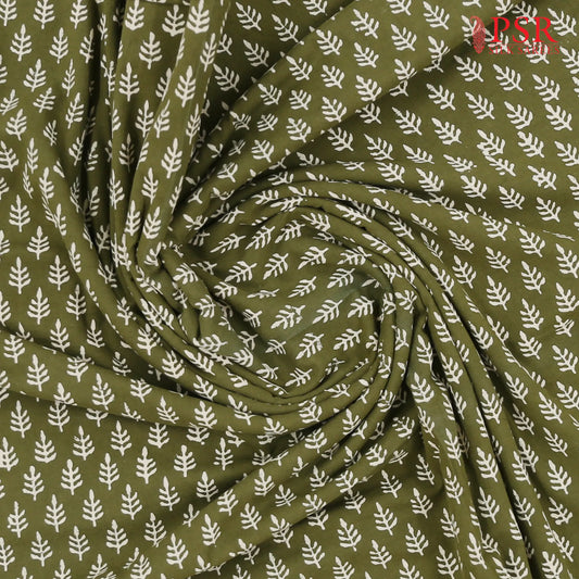 Olive Green Jaipur Cotton Print Running Material