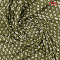 Olive Green Jaipur Cotton Print Running Material