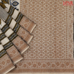 Beige Jaipur Cotton Printed Saree