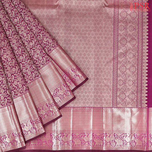 Burgundy Kanchipuram Silk Saree
