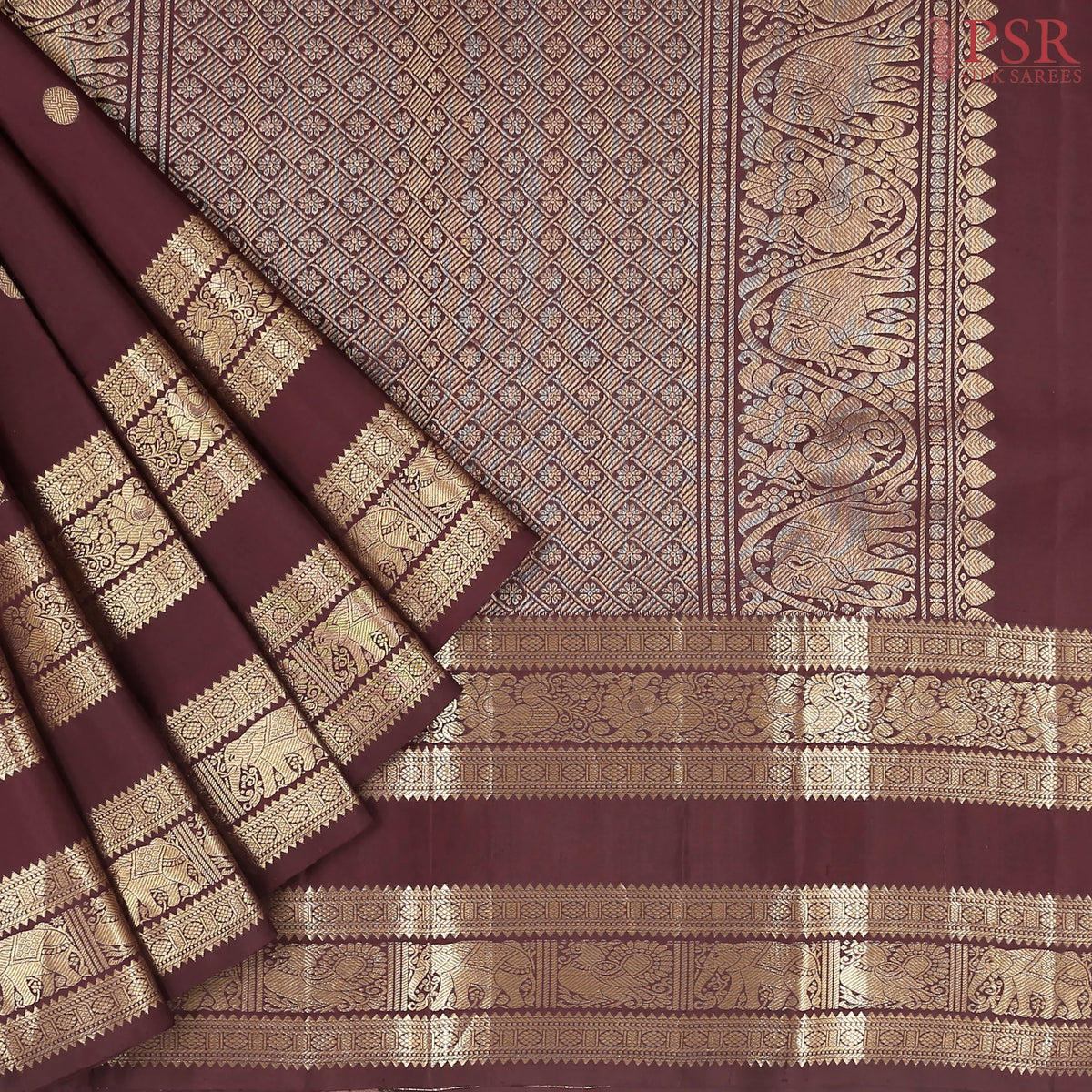 Brown Kanchipuram Silk Saree