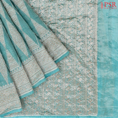 Turquoise Blue Banaras Tissue Silk Saree