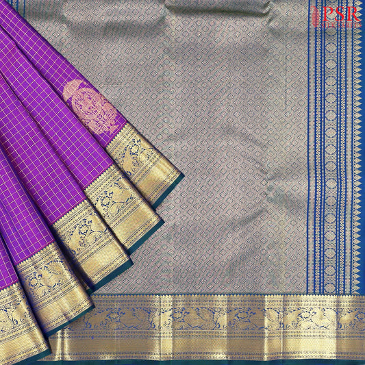 Mardi Gras Purple Kanchipuram Silk Saree