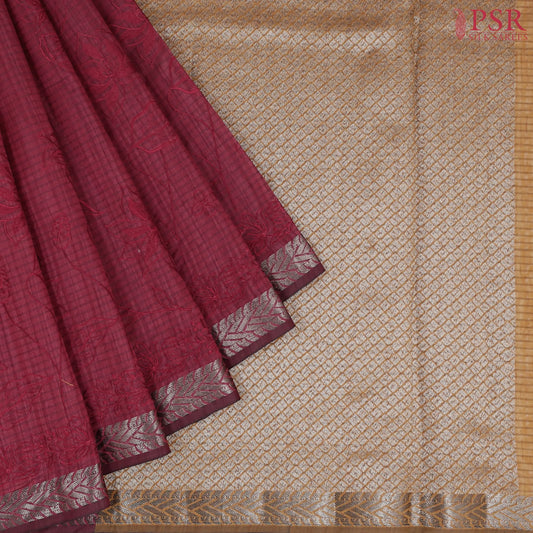 Maroon Semi Dupion Saree