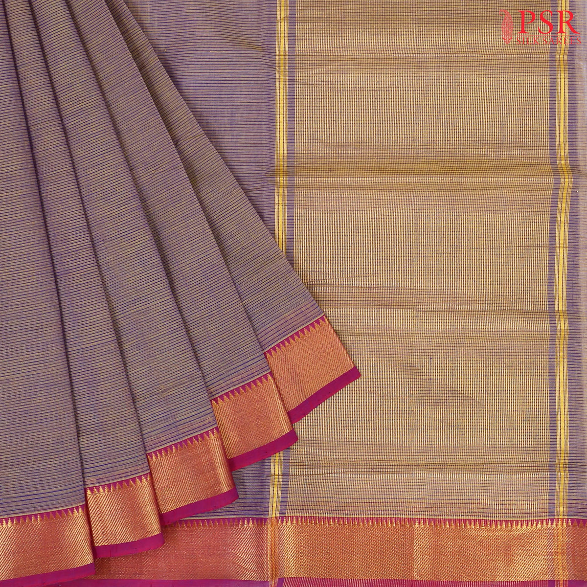 Dark Lavender Mangalagiri Cotton Saree
