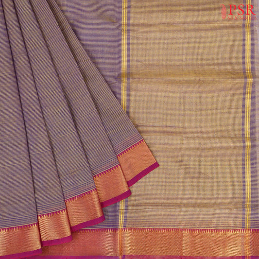 Dark Lavender Mangalagiri Cotton Saree
