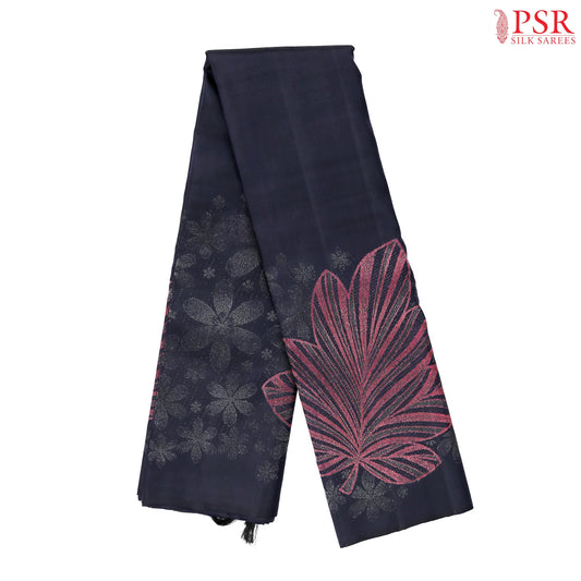 Deep Blue Black Kanchipuram Silk Saree