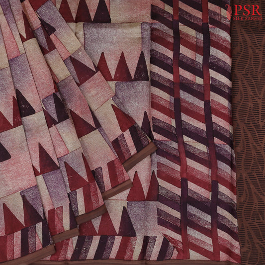 Dark Pink & Dark Purple Dupion Silk Saree