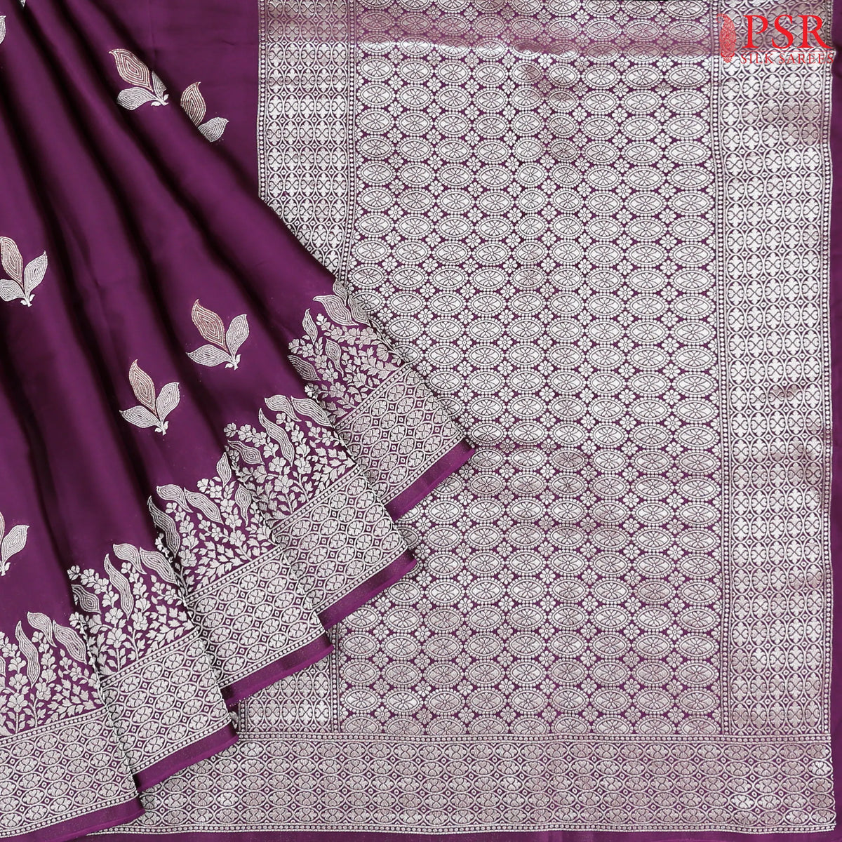 Burgundy Banarasi Habutai Satin Saree