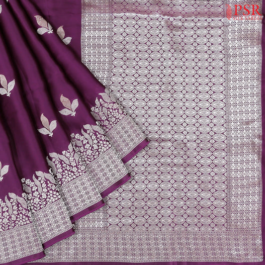Burgundy Banarasi Habutai Satin Saree
