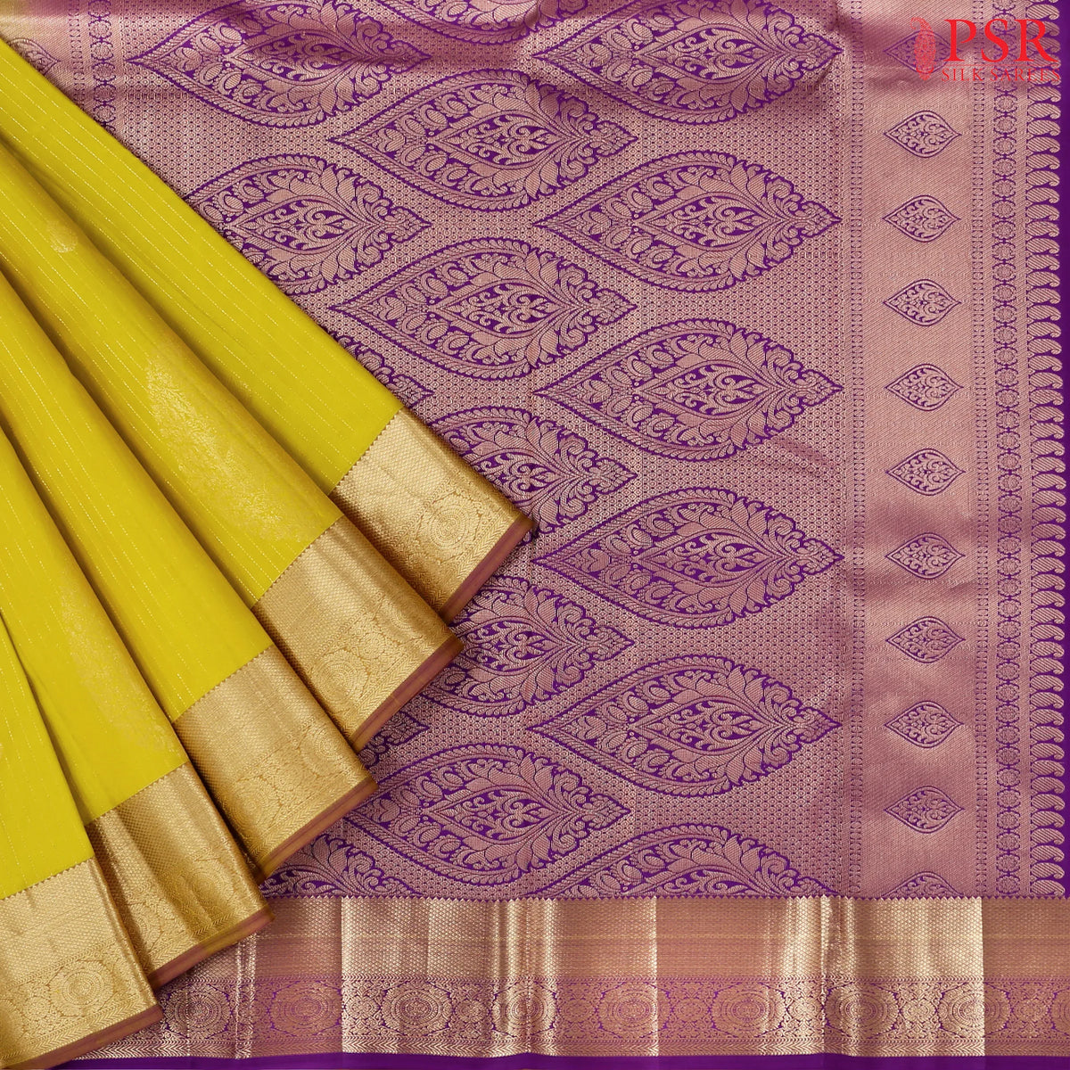 Olive Yellow Fancy Kanchipuram Silk Saree