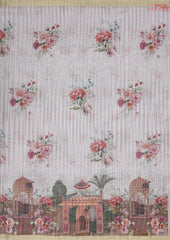 Pink Beige Linen Saree