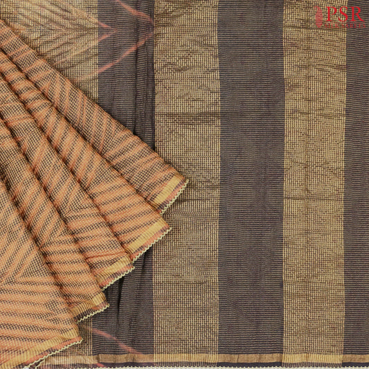 Yam Orange Crushed Tissue Silk Saree