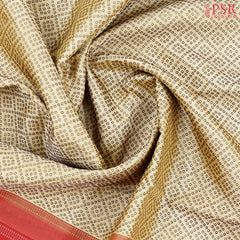 Beige Kanchipuram Silk Saree