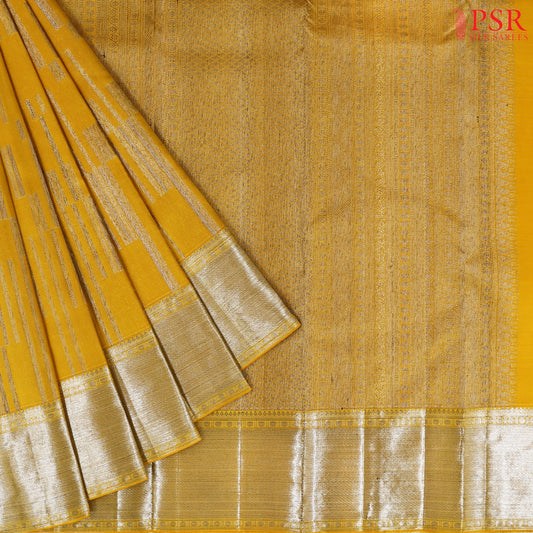 Amber Yellow Kanchipuram Silk Saree