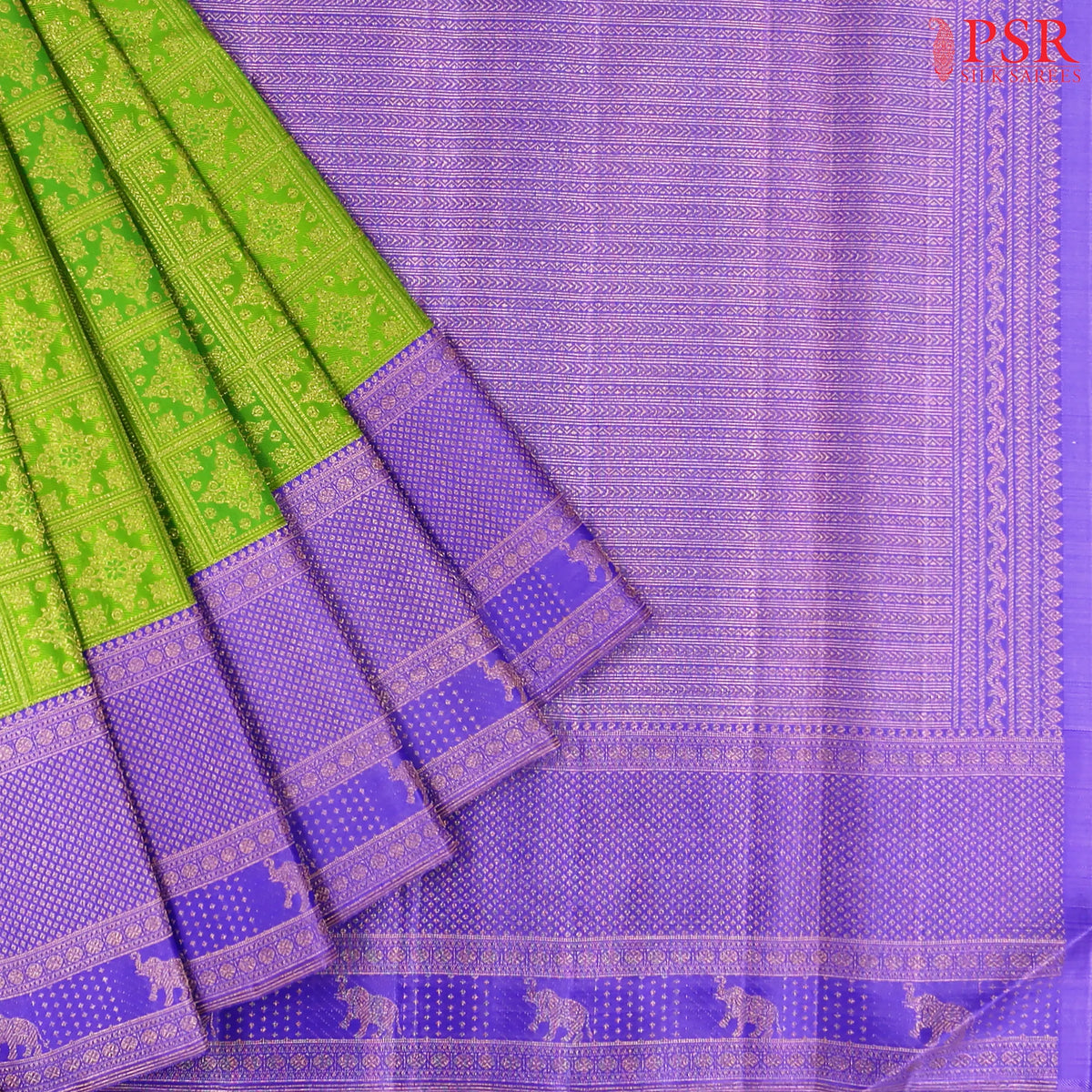 Parrot Green Bridal Kanchipuram Silk Saree