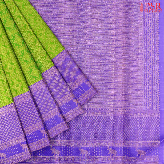 Parrot Green Bridal Kanchipuram Silk Saree