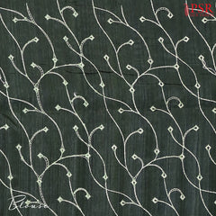 Dark Olive Green Kosa Embroidery Saree