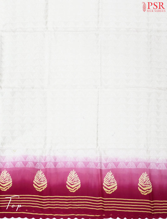 Off White & Pink Chanderi Dress Material