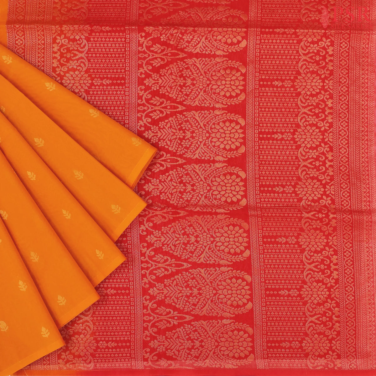 Marigold Saffron Silk Cotton Saree