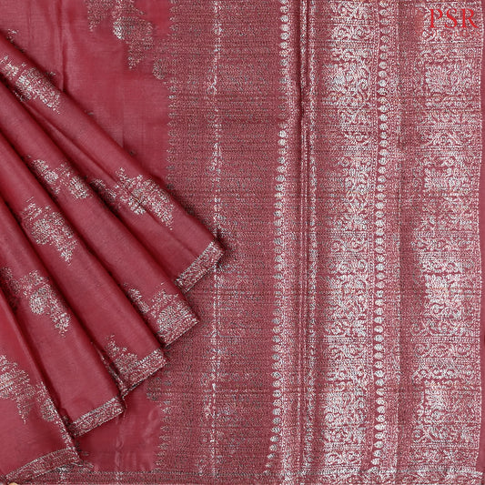 Maroon Banaras Tussar Silk Saree