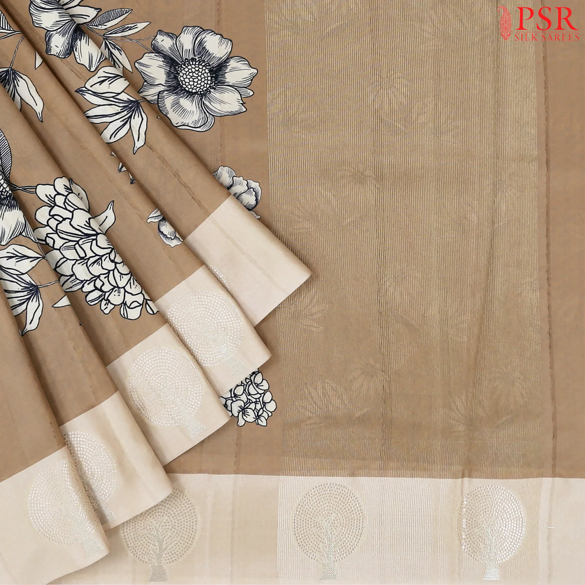 Tortilla Brown Semi Tussar Saree