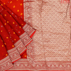 Red Crushed Bandhini Saree