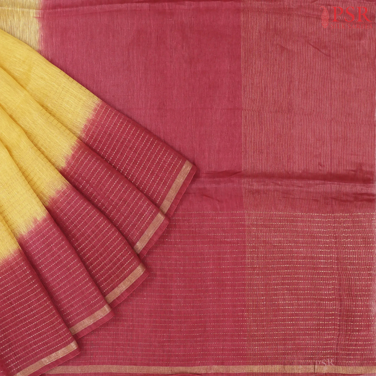 Yellow Semi Tussar Saree