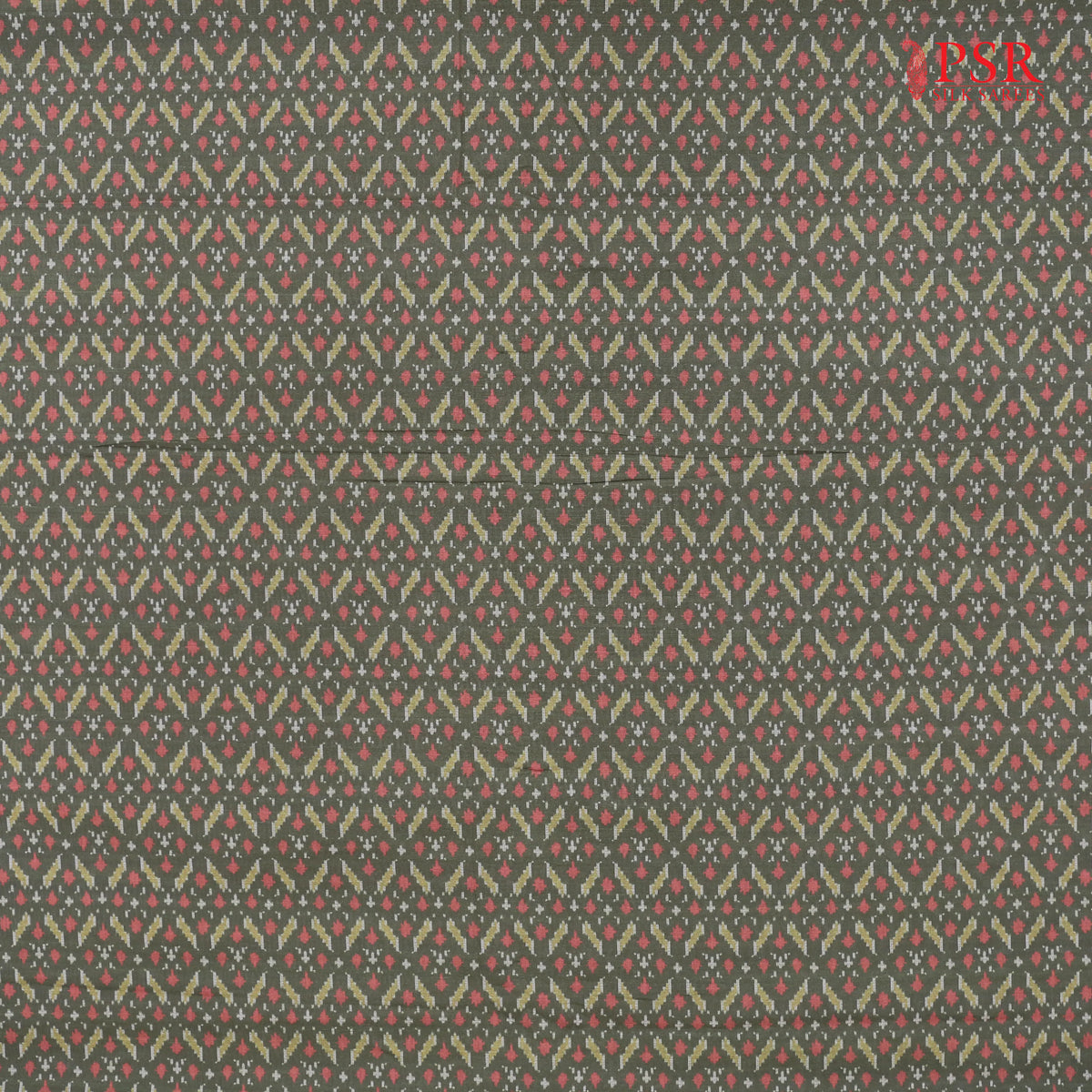 Dark Olive Green Semi Tassar Ikkat Print Running Material