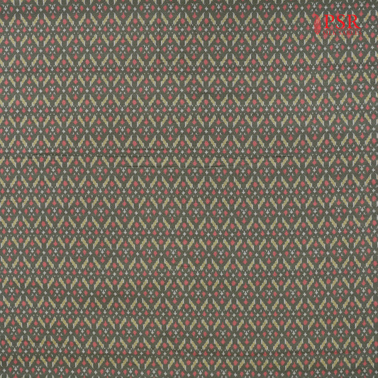 Dark Olive Green Semi Tassar Ikkat Print Running Material